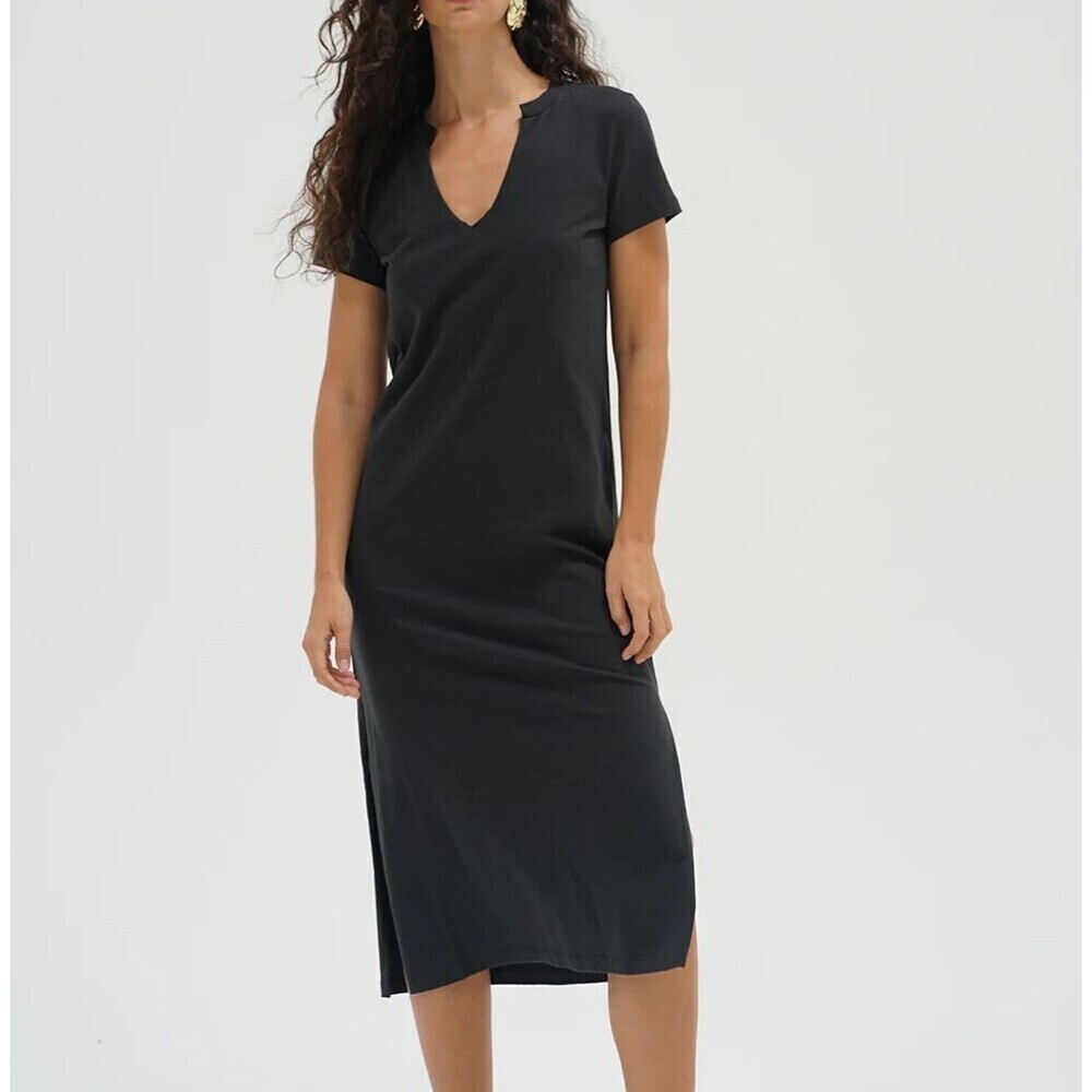 LNA Clothing Dress Womens Small Black Cotton T Shirt Midi Casual Summer